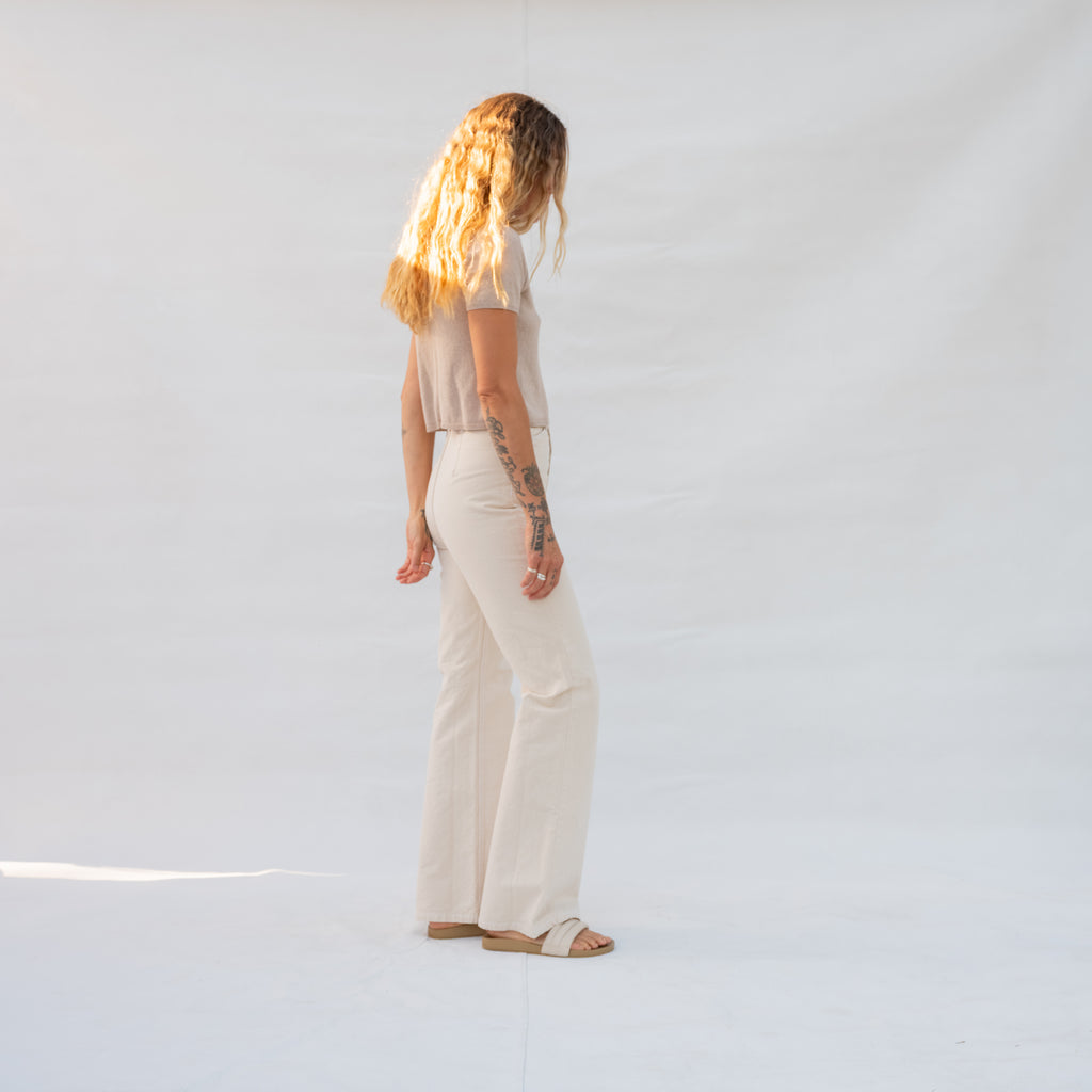Vintage Sand Short Sleeve Sweater