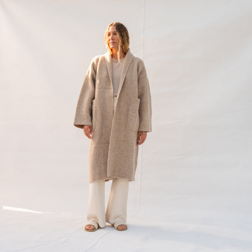 Double Face Long Coat - Oak