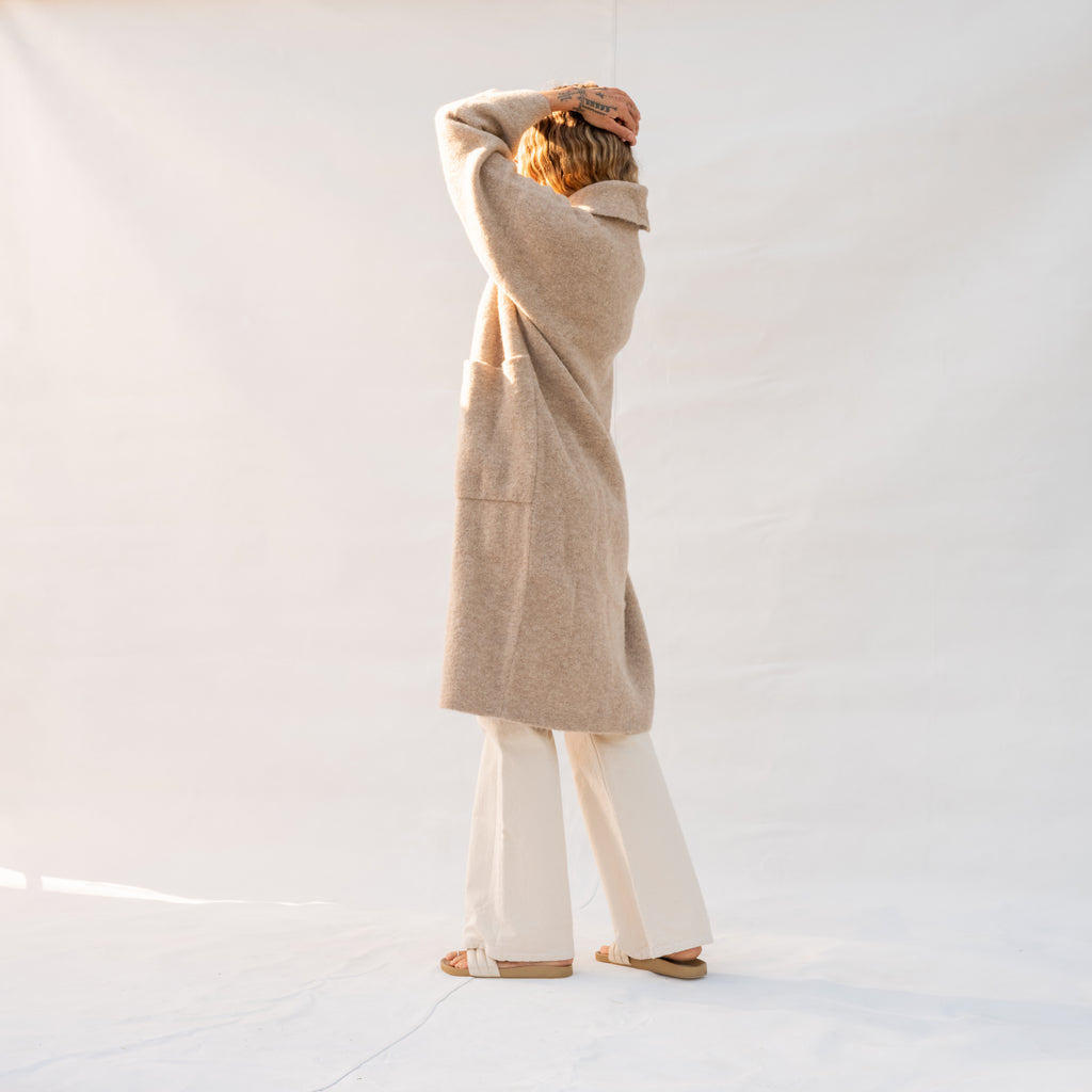 Double Face Long Coat - Oak