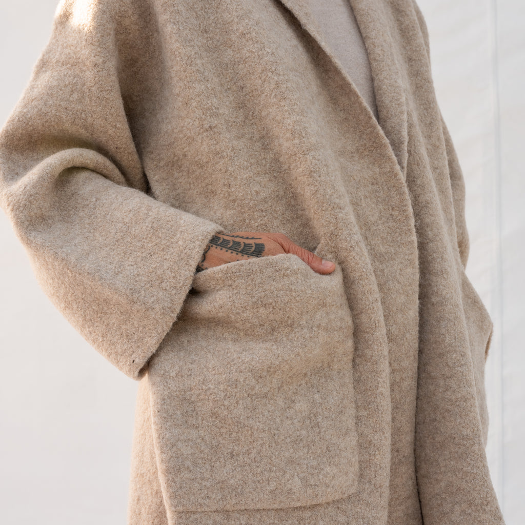 Double Face Long Coat - Oak