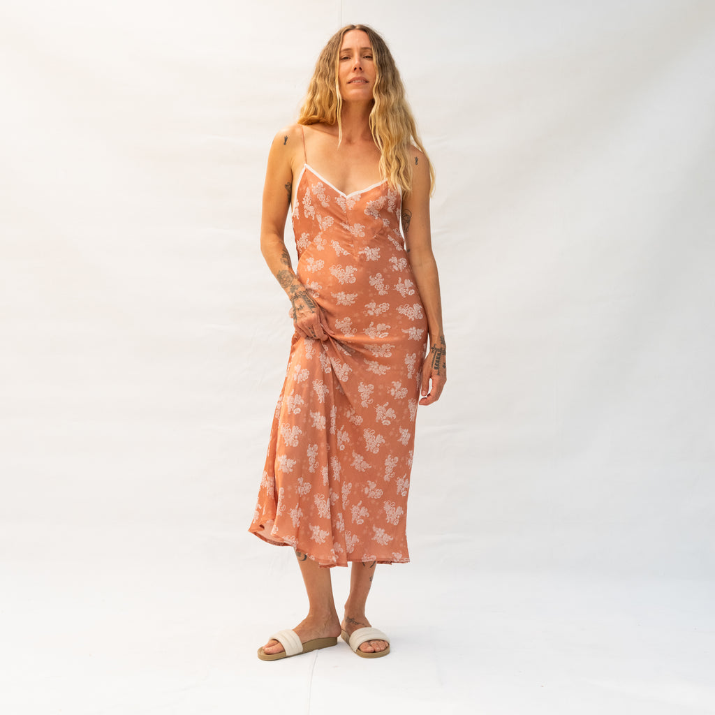 Slink Dress - Nude/White Flower