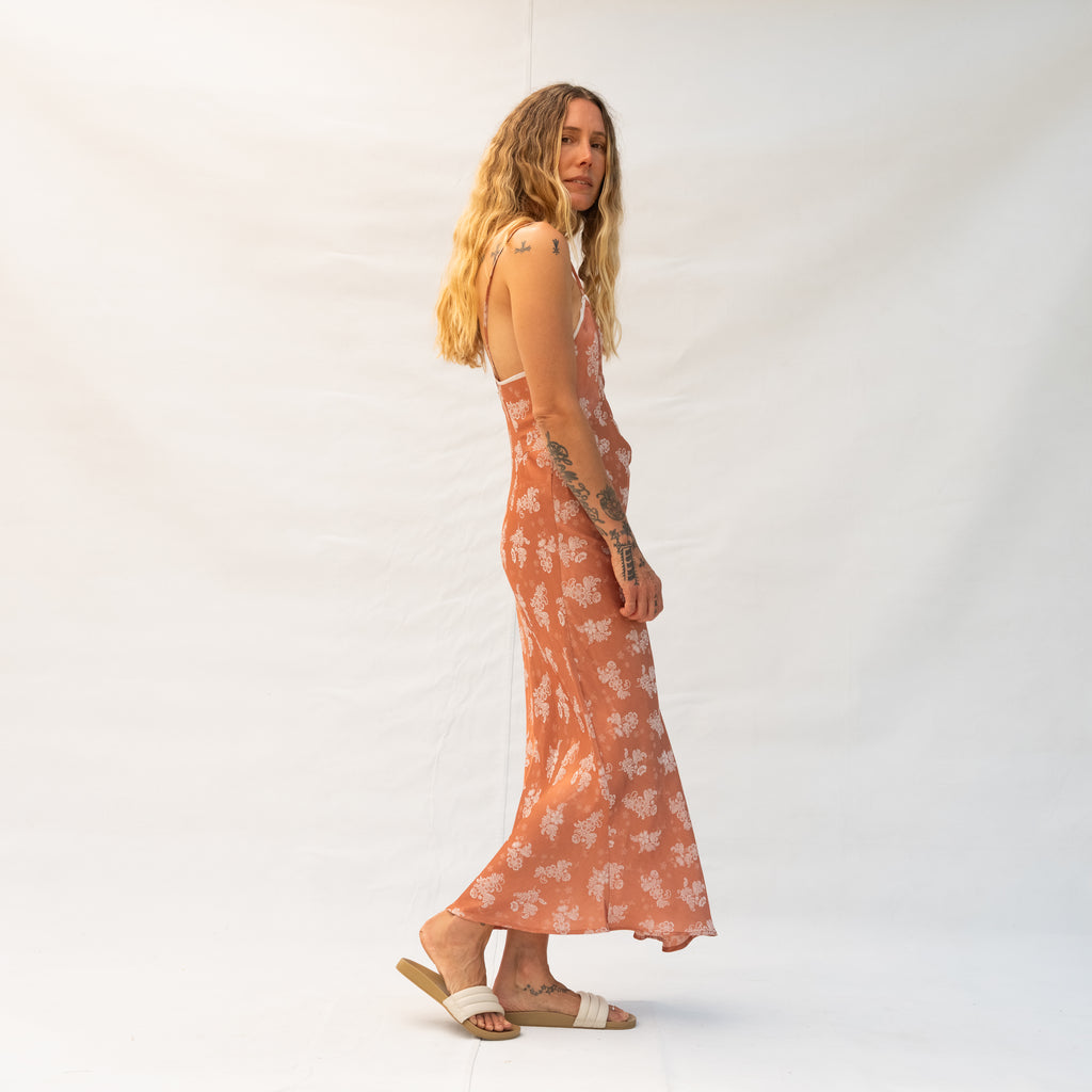 Slink Dress - Nude/White Flower