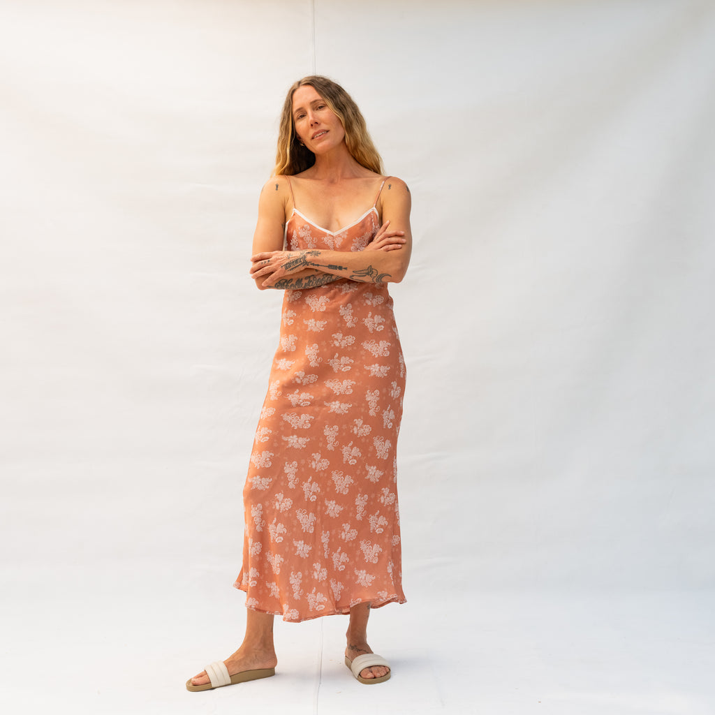 Slink Dress - Nude/White Flower