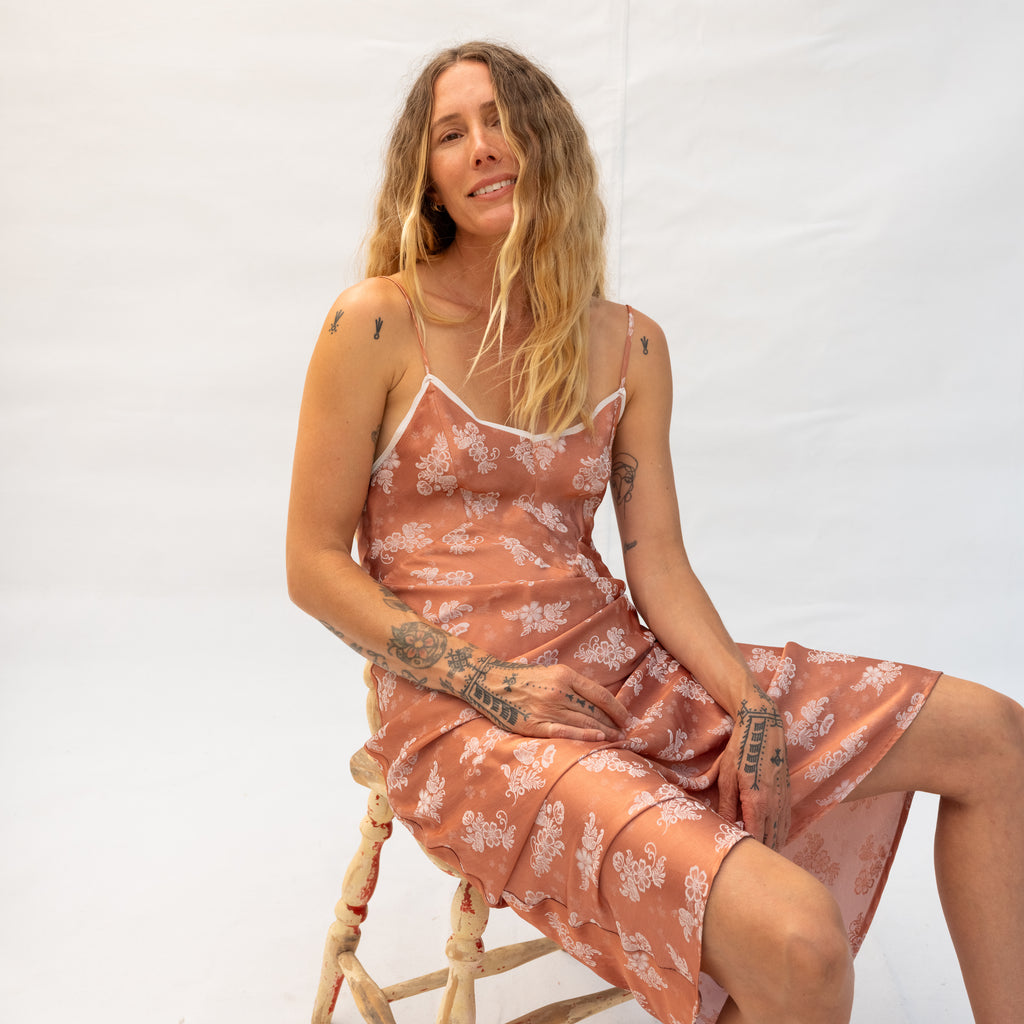 Slink Dress - Nude/White Flower