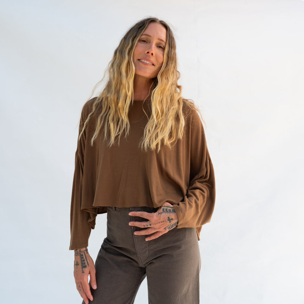 Vintage Cropped Long Sleeve Top