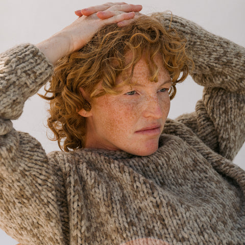 Handknit Paint Rollneck - Tobacco Paint