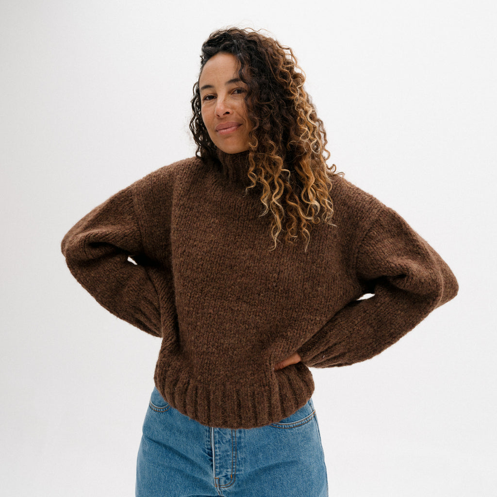 Handknit Mockneck - Rust Melange