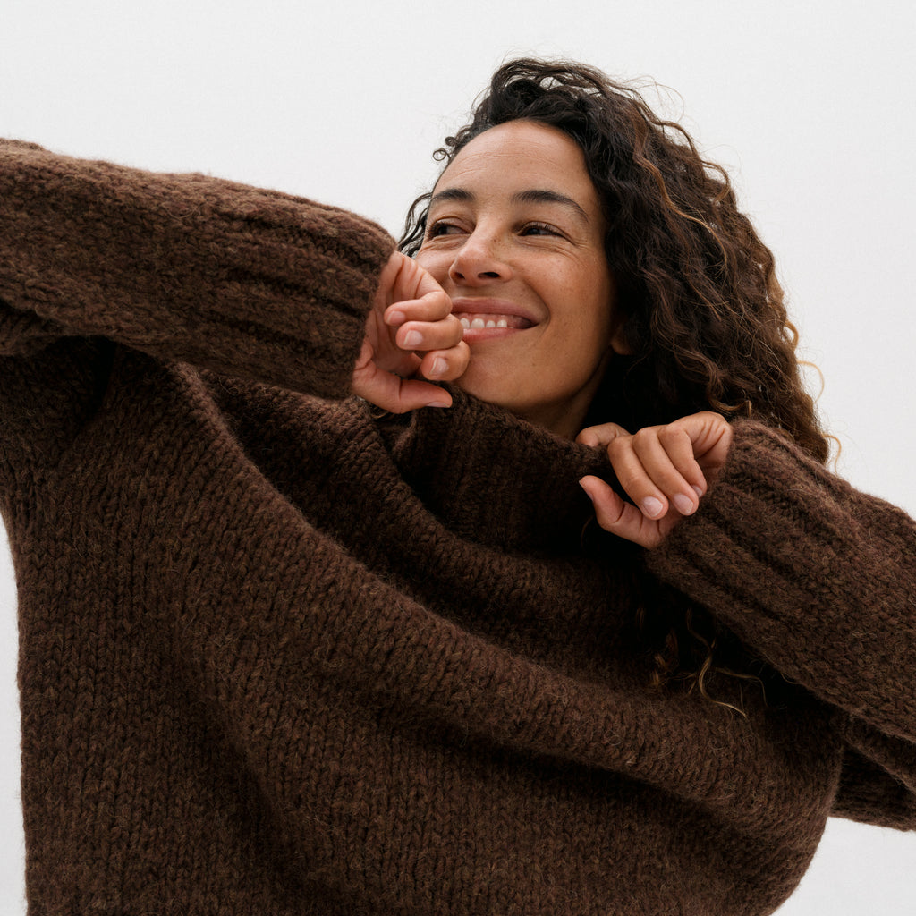 Handknit Mockneck - Rust Melange