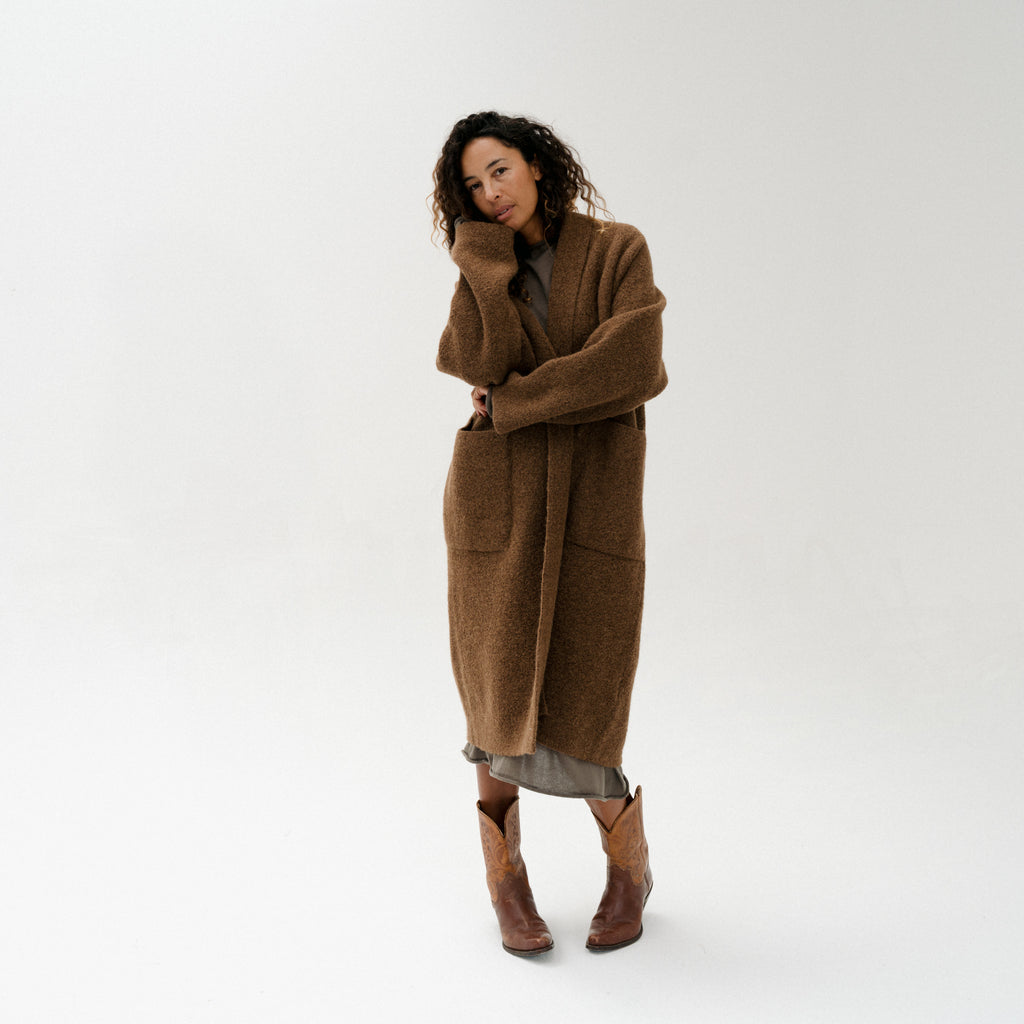 Double Face Long Coat - Rust