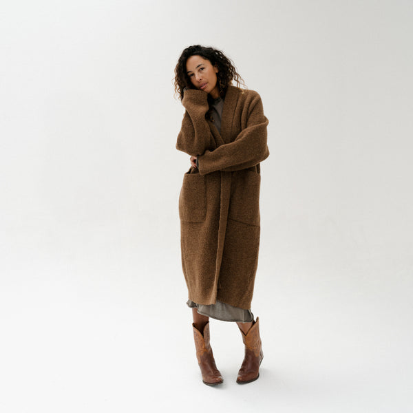 Double Face Long Coat - Rust
