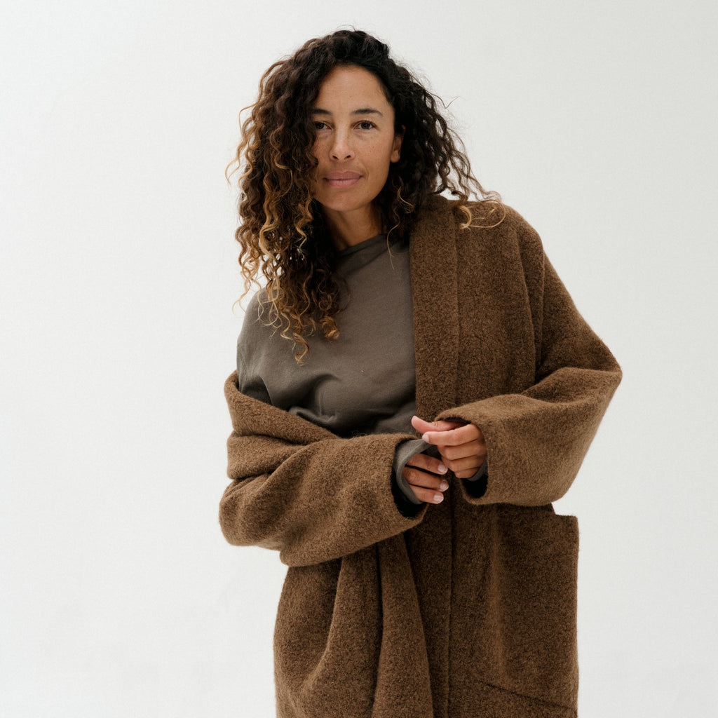 Double Face Long Coat - Rust