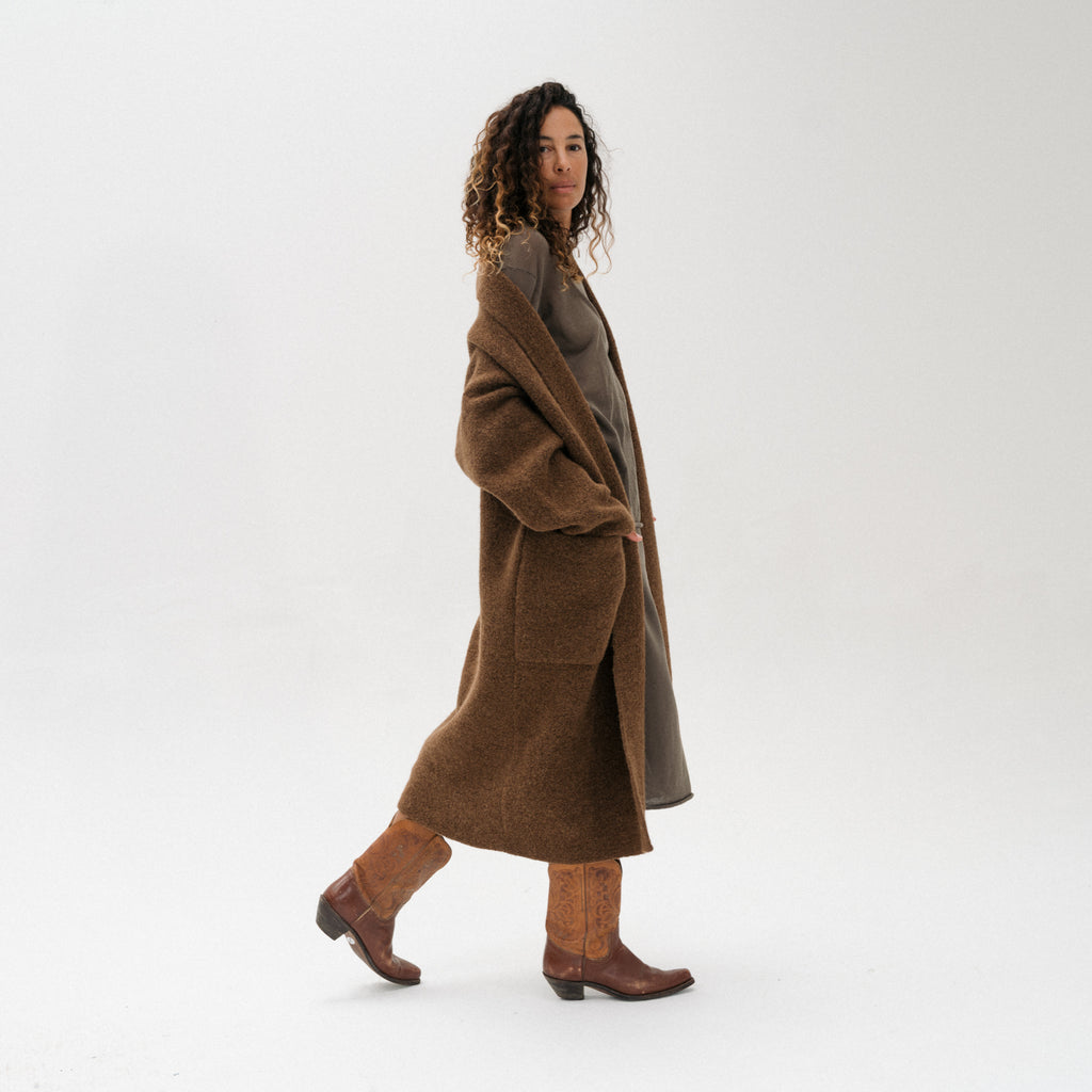 Double Face Long Coat - Rust