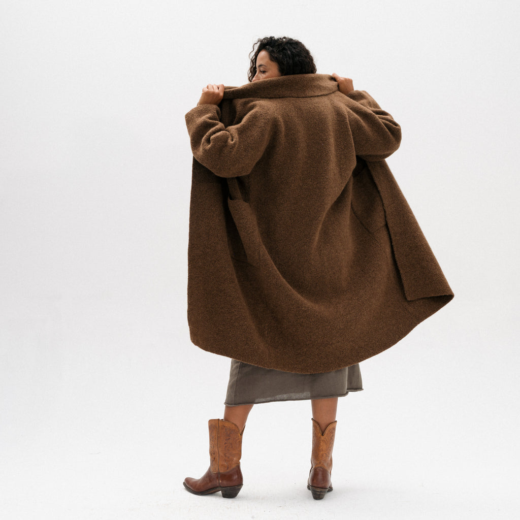 Double Face Long Coat - Rust