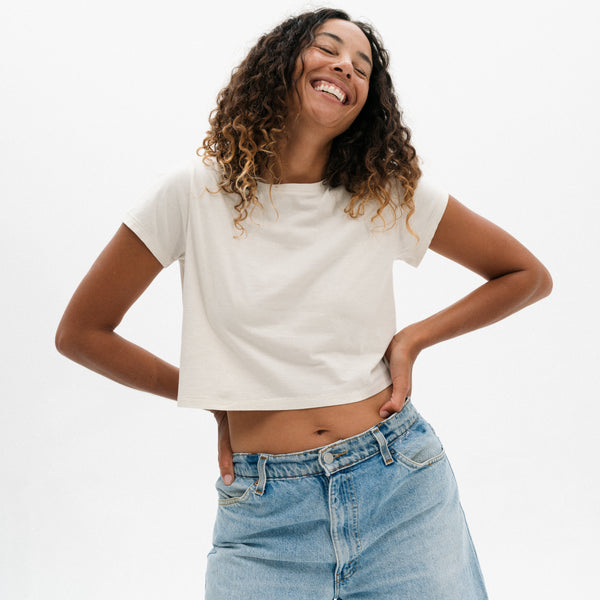 Fine Crop Tee - Greige