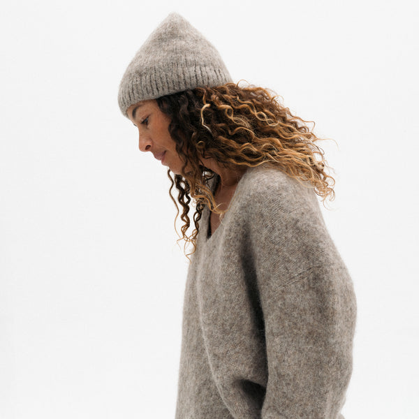 Brushed Beanie - Grey Melange