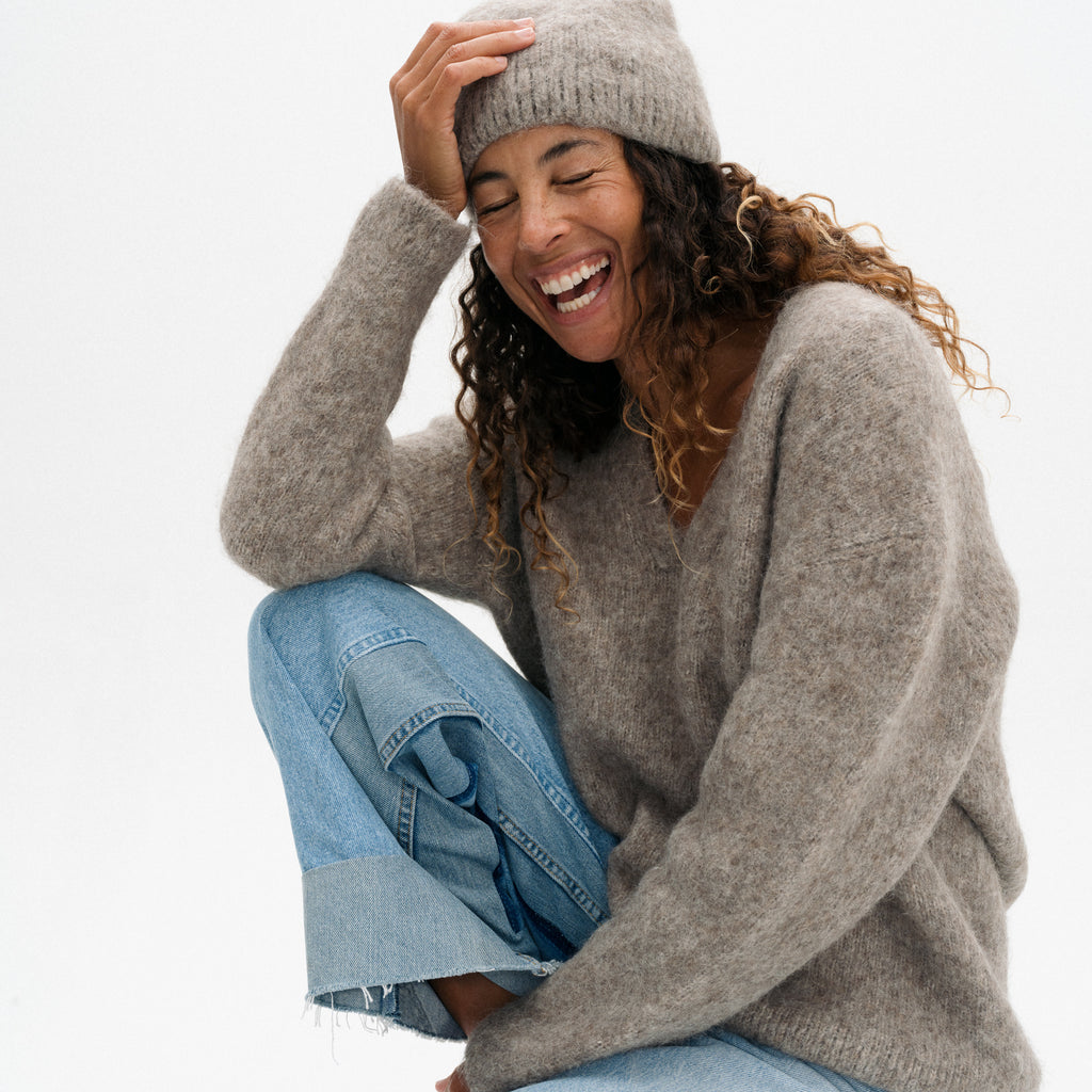 Brushed Beanie - Grey Melange