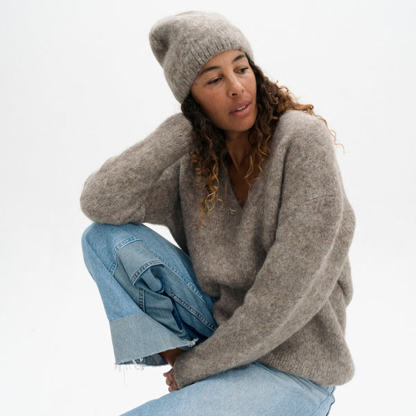 Brushed Beanie - Grey Melange