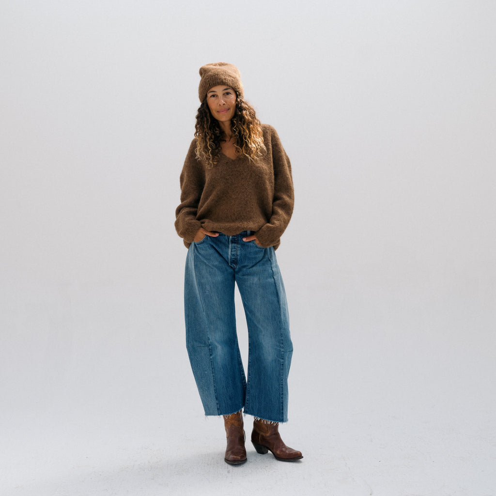 Brushed V Neck - Rust