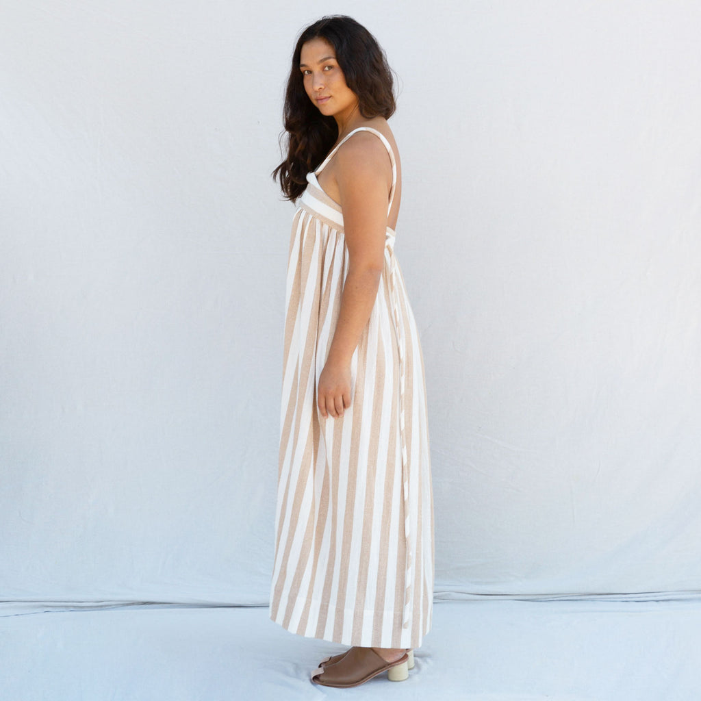 Infinite Bridge Dress - Tan & Ivory Stripe