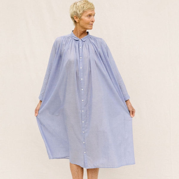 Khadi Cotton Dress - Blue
