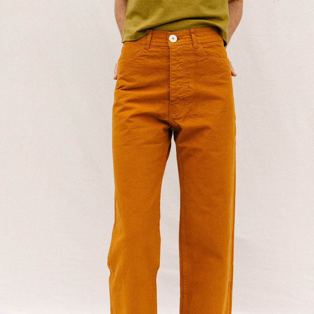 jesse kamm tobacco Sailor Pant in wide leg high rise tan size 2 small 43 at hip Size 14 Sailor Pants - Cowboy Blue
