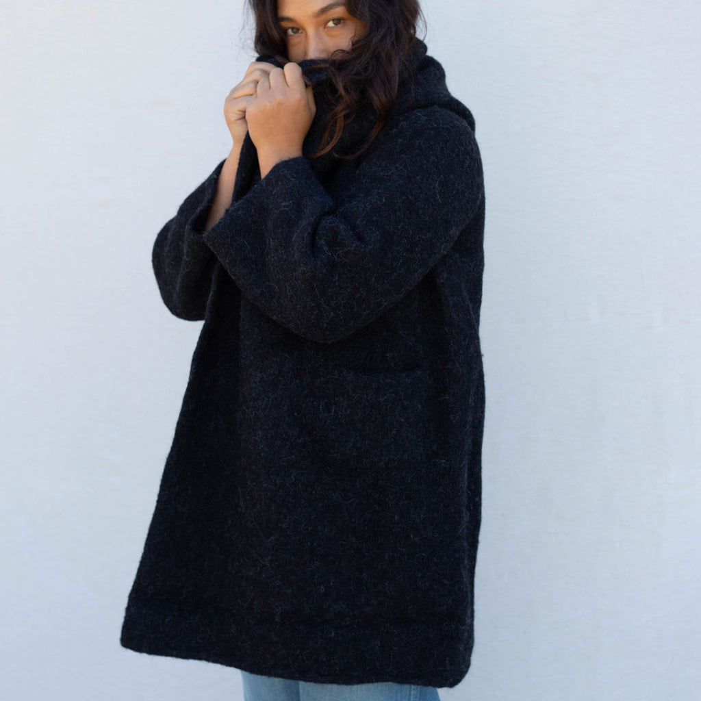 Capote Coat - Black Melange at General Store