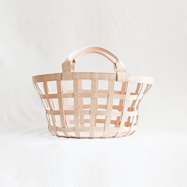Round Leather Basket - Veggie Tan