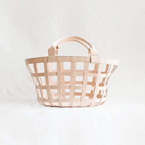 Round Leather Basket - Veggie Tan