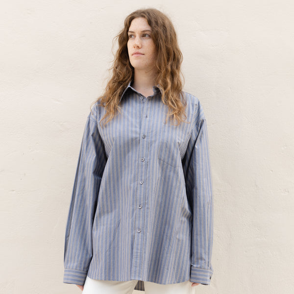 Nolan Shirt - Grey Blue Stripe