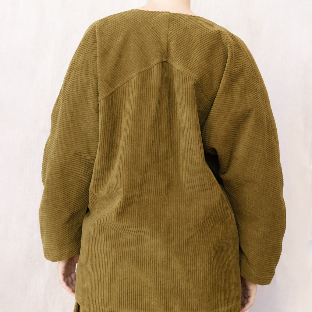 Corduroy Geometric Jacket - Dk. Olive