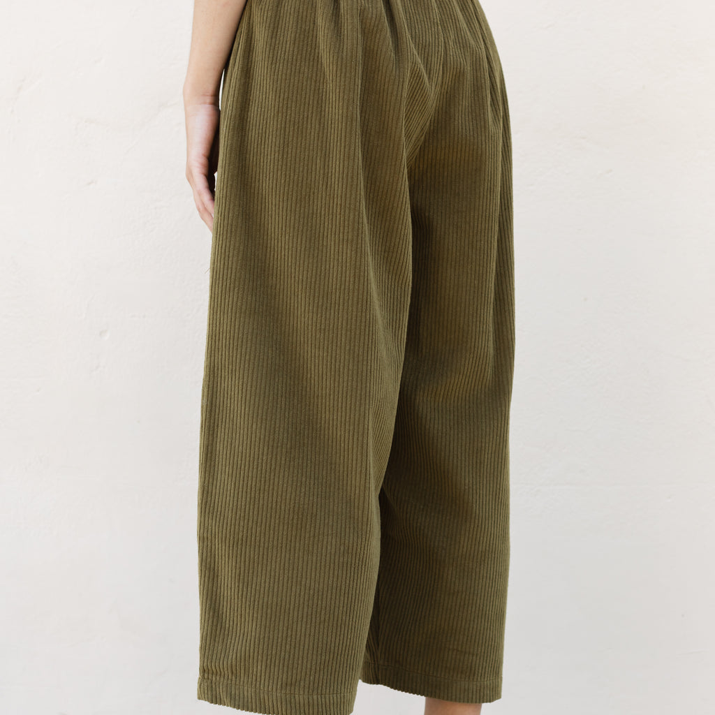 Corduroy Wide Pants - Dk. Olive