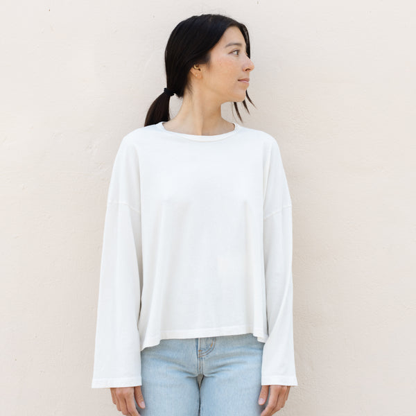 Black Crane Loose L/S Tee - Ivory