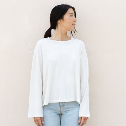 Black Crane Loose L/S Tee - Ivory