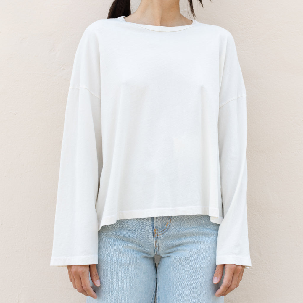 Black Crane Loose L/S Tee - Ivory