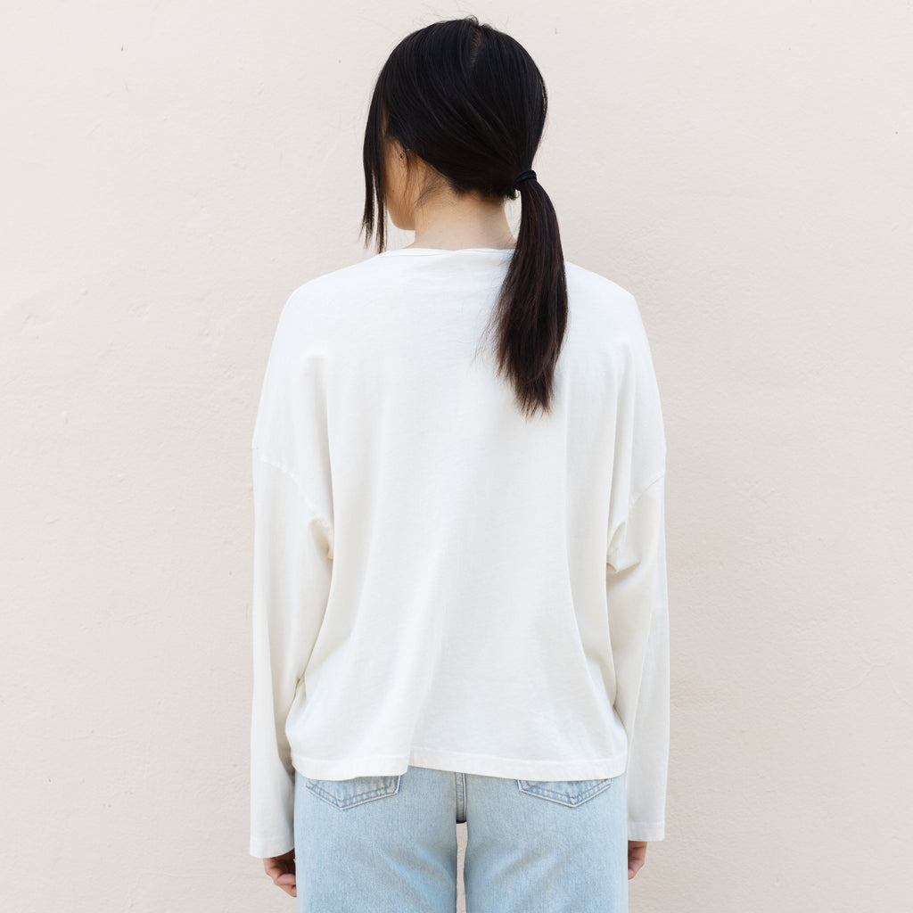 Black Crane Loose L/S Tee - Ivory