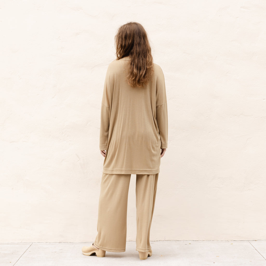 Wool Long Cardigan - Camel