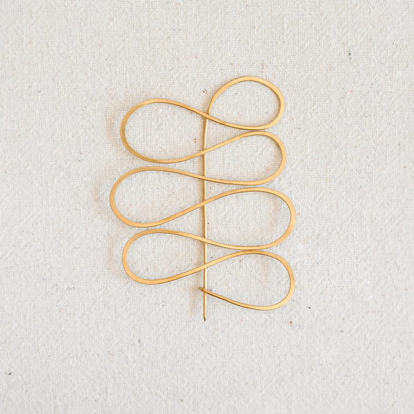 Wave Brass Brooch