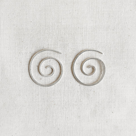 Big Silver Spiral Hoop Earrings