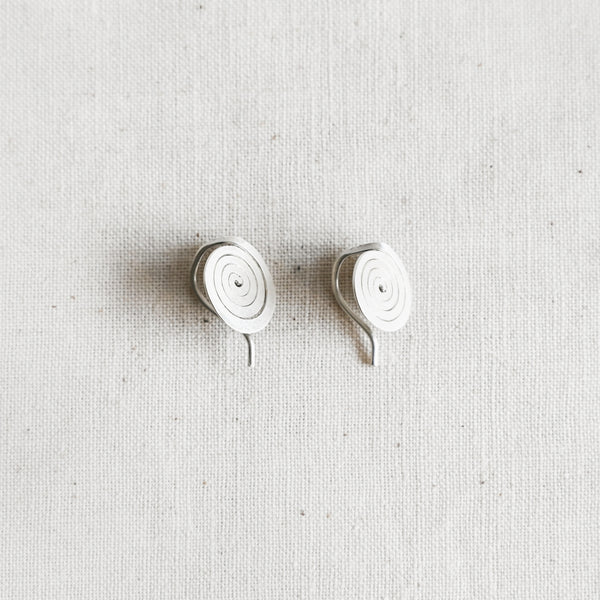Silver Spiral Hook Earrings
