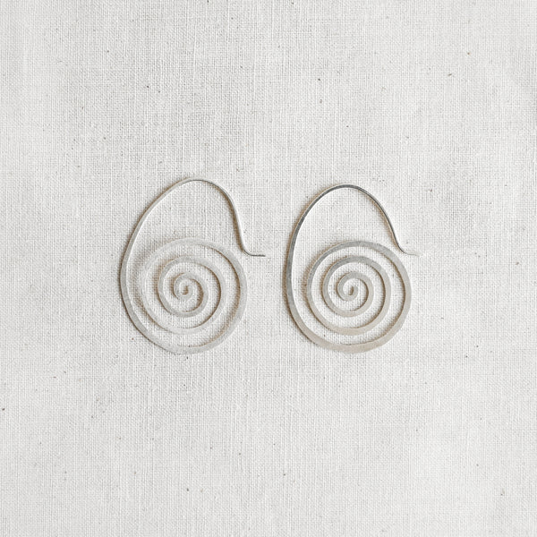 Big Silver Spiral Hoop Earrings