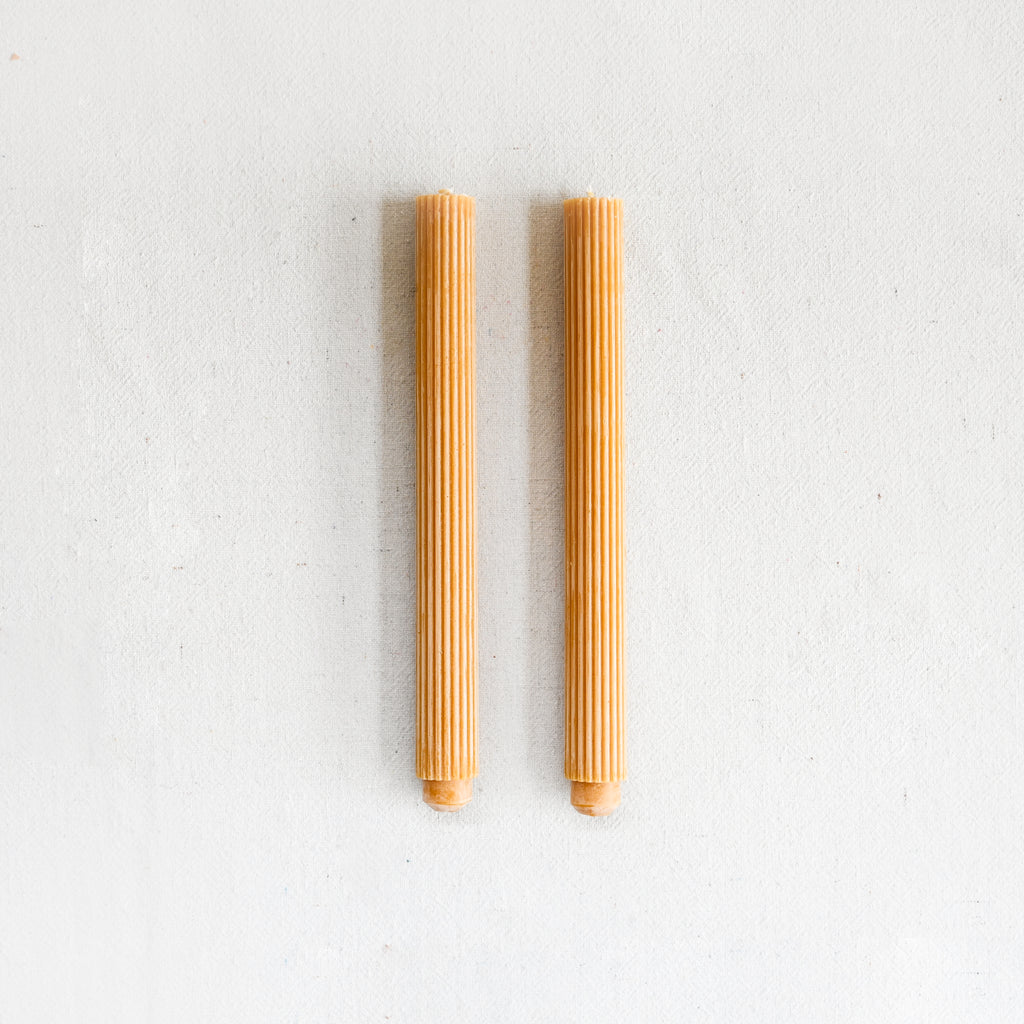 Beeswax Taper Candles - Wavy, Twisted, and Groove