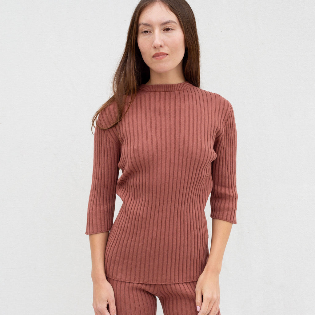 Rib Wholegarment Pullover - Mocha