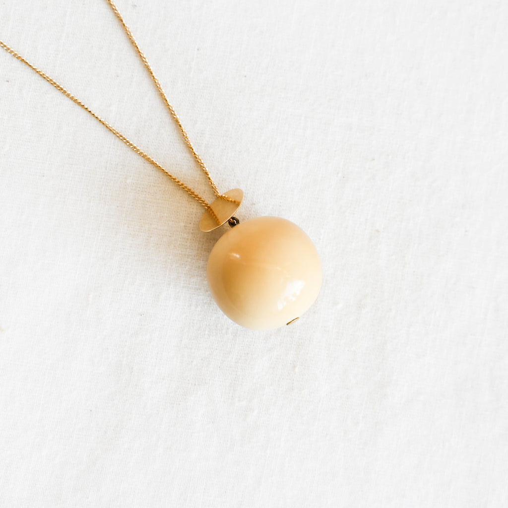 Vegetable Ivory Sequin Pendant with Curb Chain