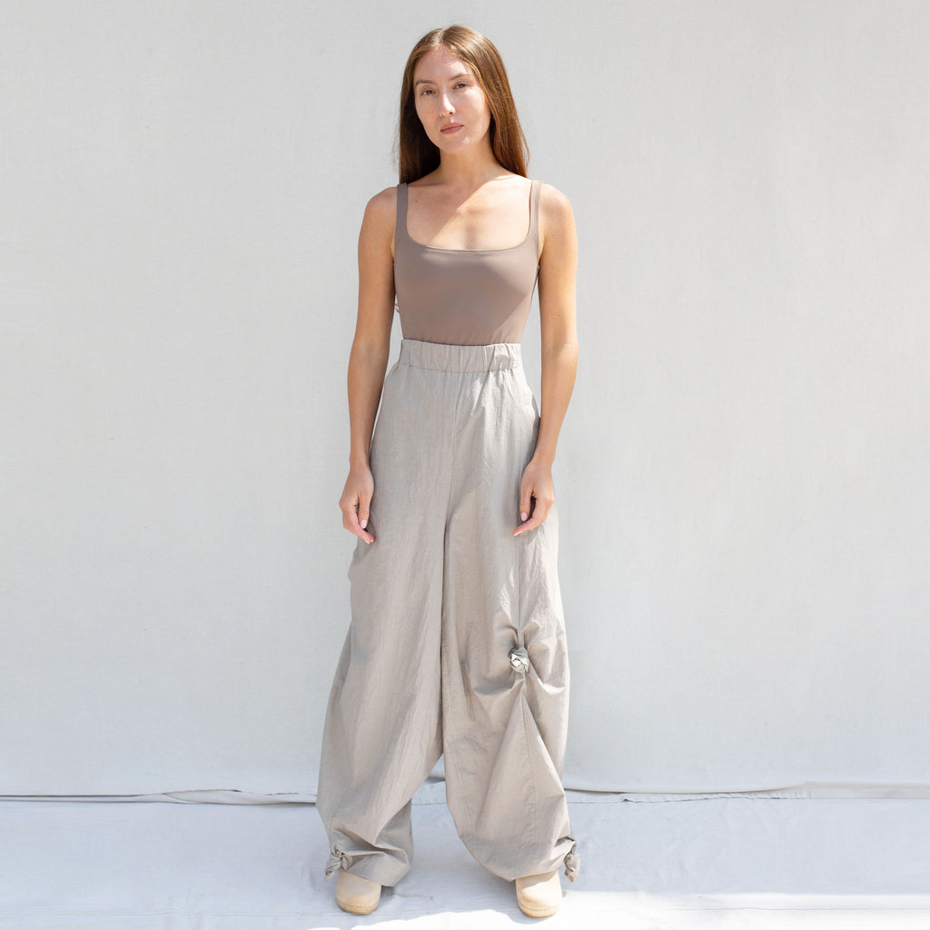 Knot Front Wide Leg Pants - Ivory