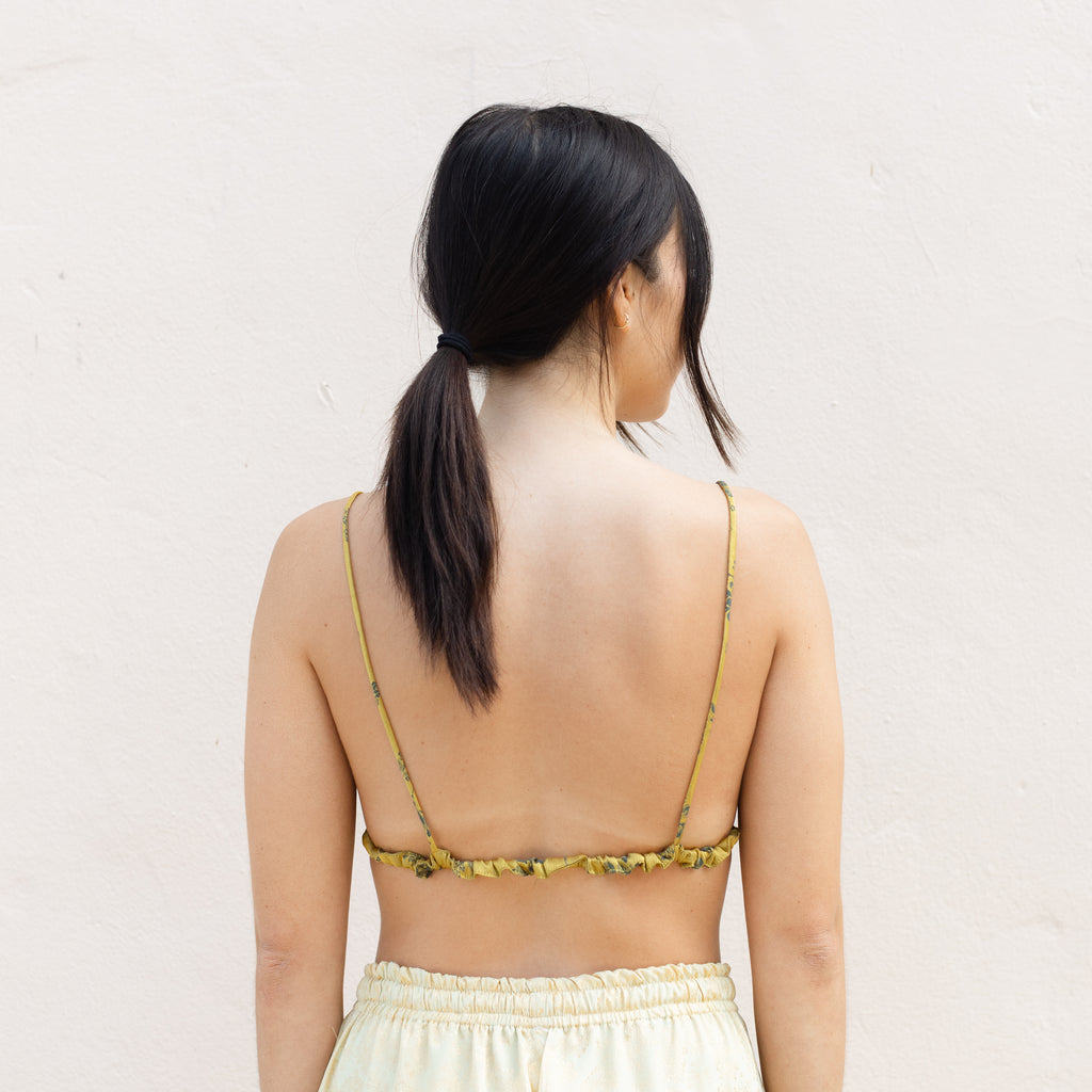 Bralette in Gold and Green Florals