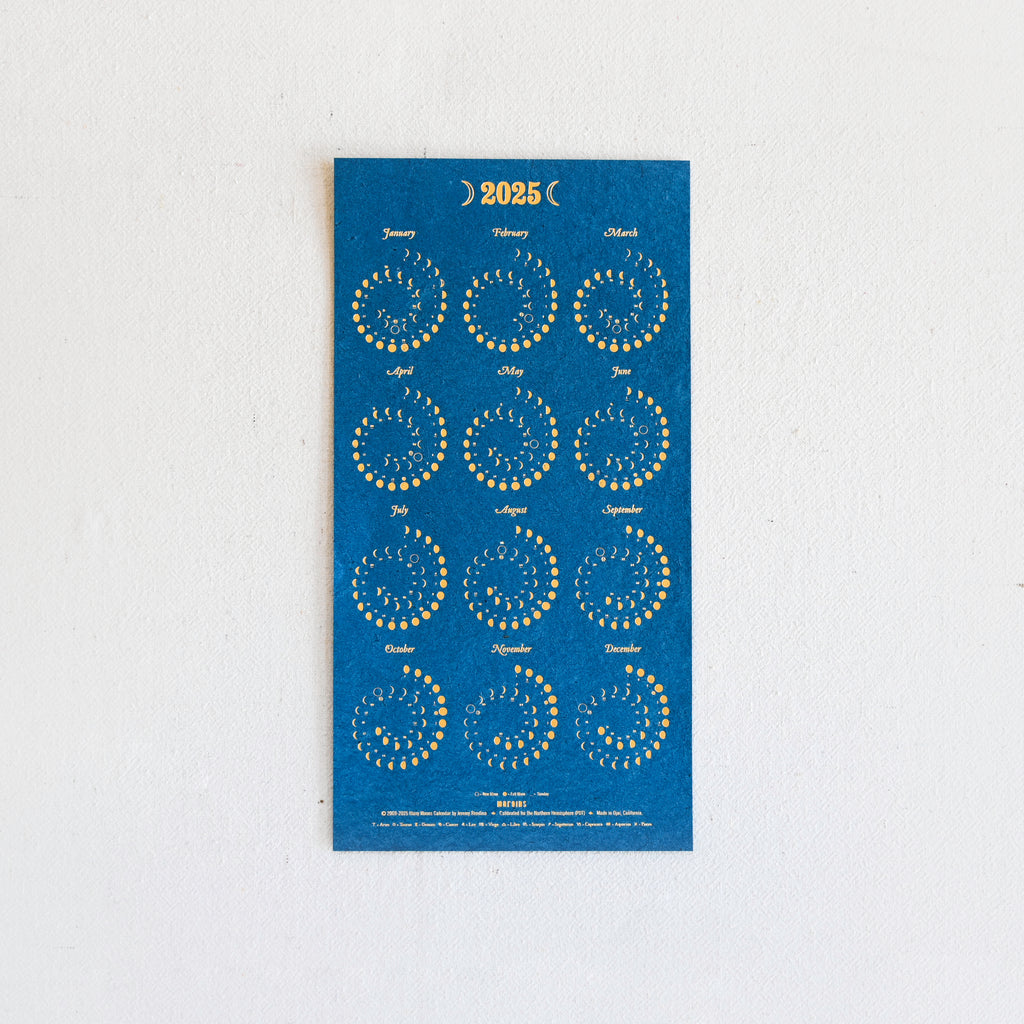 2025 Moon Calendar - Gold Foil/Pearl White