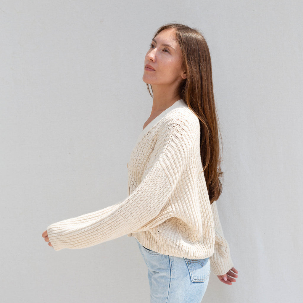 Cream on sale ribbed sweater