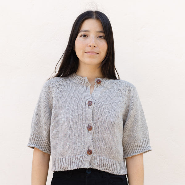 Cotton Buttoned Top in Taupe