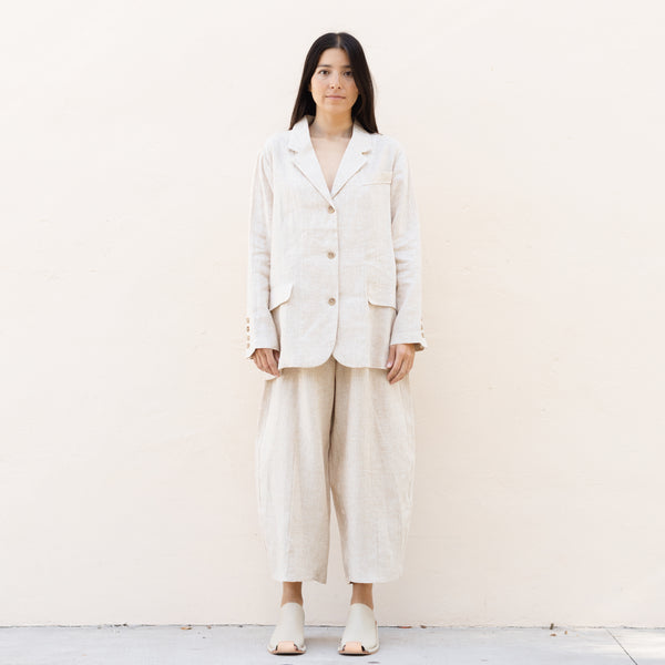 Cordera Melange Linen Curved Pants