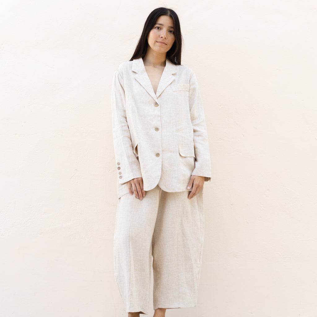 Cordera Melange Linen Curved Pants